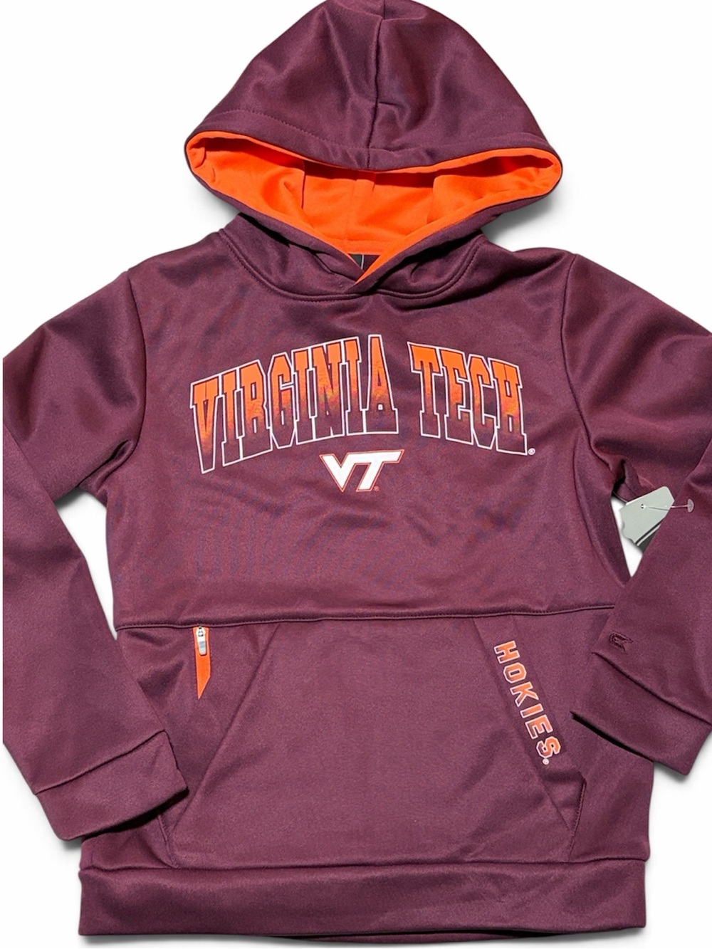 Colosseum Maroon & Orange Virginia Tech Kids Hooded Pullover Sz M NWT